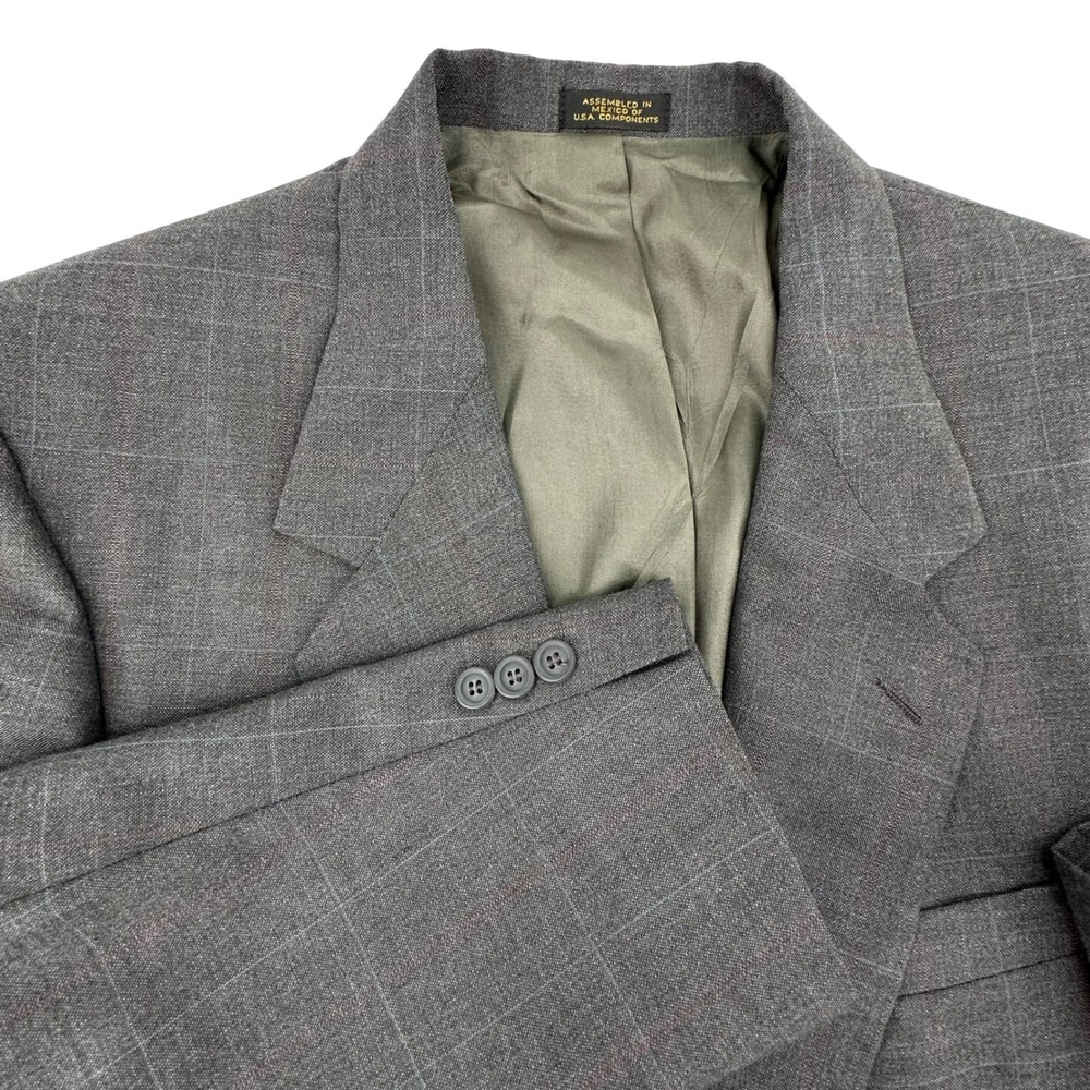Towncraft‎ Blazer Mens 42R Gray Windowpane Plaid Two Button Sport Coat Business